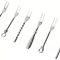best-cocktail-forks Ikando Set of 12 Mini Fruit Fork, Stainless Steel Cocktail Appetizer Forks Set, 13.5 CM
