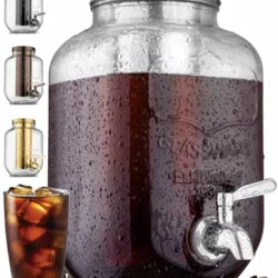 best-cold-brew-coffee-makers Cafe Du Chateau Cold Brew Coffee Maker - Air Tight Seal with Faster Steep Time - Ice Tea and Cold Coffee Jug - Stainless Steel Iced Coffee Maker Press - Cold Brew Bottle (1000ml)