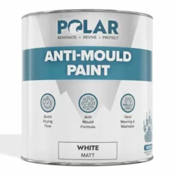 best-damp-proof-paint-and-water-seal Polar Anti Mould Paint - Brilliant White Matt Finish - 1 Litre - Prevent & Control Mould On Internal Walls & Ceilings - Easy To Apply
