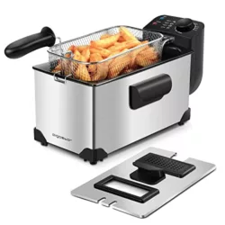 best-deep-fat-fryer Aigostar Deep Fryer 2200W, 3L, 304 Stainless Steel, with Viewing Window, Temperature Control, Removable Oil Basket, Silver - Ushas 30JPN