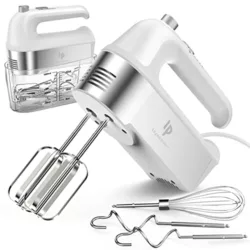 best-electric-mixers Kenwood Hand Mixer Electric Whisk with 2 Stainless Steel Beaters, 3 Speed Selection, Ejection Button, Wrap-around Cable Storage, 120W, HM220, White