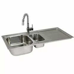 best-kitchen-sink Kitchen Sink 1.5 Double Bowl Reversible Stainless Steel Kitchen Sinks Inset with Free Tap & Waste Kit