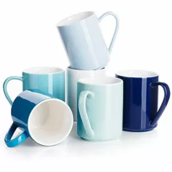 best-mug-sets Sweese 603.003 Porcelain Coffee Mug Set - 350 ml for Cappuccino, Latte, Tea, Set of 6, Cool Assorted Colors