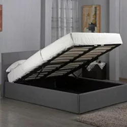 best-ottoman-storage-beds Ottoman Gas Lift Up 4ft6" Double Faux Leather Storage Bed in Black