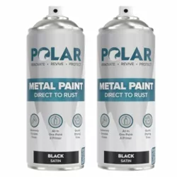 best-paint-for-metal Polar Direct to Rust Satin Black Metal Spray Paint - 400ml - Perfect for Metal, Wood, Furniture, Rust - Outdoor & Indoor Surfaces - Easy to Apply - 3 in 1 Primer, Undercoat & Topcoat