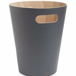 best-paper-bins Umbra Woodrow 2 Gallon Modern Wooden Trash Can, Wastebasket, Garbage Can or Recycling Bin for Home or Office, Natural/Charcoal