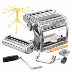 best-pasta-making-machines Manual Pasta Maker with Dryer - Multi-Pasta Stainless Steel Italian Flat Dough Machine with Adjustable Setting, Sharp Cutter, and Hand Crank - Fresh Homemade Noodles, Spaghetti, Lasagne | by VeoHome