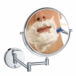 best-shaving-mirrors 8'' Bathroom Mirrors Wall Mounted Makeup Mirror, Upgrade Auto Off LED Shaving Mirror 1X/10X Magnifying Double Sided 360° Swivel Extendable, Powered by 4 x AAA Batteries (chrome)