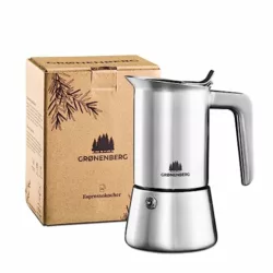 best-stovetop-coffee-makers HK Online Italian Espresso STOVE TOP Coffee Maker & Electric MILK FROTHER -Continental Percolator Pot Jug, Camping, Caravan, Brewing Rich Coffee (3 CUP Espresso & Frother)