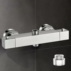 best-thermostatic-mixer-showers Chrome Thermostatic Shower Mixer, Uten Wall Mounted Shower Mixer Valve Anti Scald Tap, Hot & Cold Water Mixer Intelligent Constant Temperature