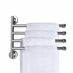 best-towel-bars Over the Door Towel Rail - 3 Tier Bathroom Hanging Towel Rack with 2 Hooks - Expandable Towel Ladder for Towelsor Clothing - Black