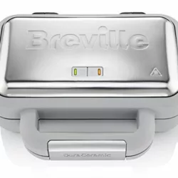 best-waffle-maker Breville VST072 DuraCeramic Waffle Maker, Non-Stick and Easy Clean with Deep-Fill Removable Plates, White and Stainless Steel