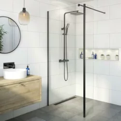 best-walk-in-shower-enclosures ELEGANT 900mm Walk in Wetroom Shower Enclosure 8mm Easy Clean Glass Screen Panel with 300mm Return Panel