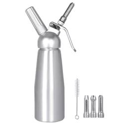 best-whipped-cream-dispensers Otis Classic Whipped Cream Dispenser - Stainless Steel Whipper w/Chargers for Desserts - Professional Culinary 500ml Canisters w/ 3 Whip Decorating Nozzles