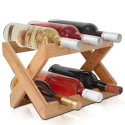 best-wine-racks SMIBUY Bamboo Wine Rack, 28 Bottles Display Holder with Table Top, 7-Tier Free Standing Storage Shelves for Kitchen, Pantry, Cellar, Bar (Dark Brown)