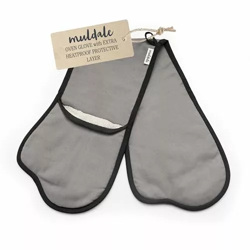 blue-oven-gloves Muldale Heavy Duty Grey Double Oven Gloves Mitts w