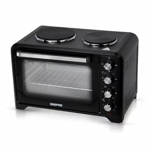 mini-oven-with-hobs Geepas 35L Mini Oven & Grill with Double Hotplate