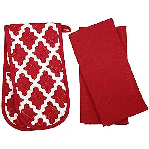 red-oven-gloves Penguin Home Heat Resistant Oven Gloves with Set o