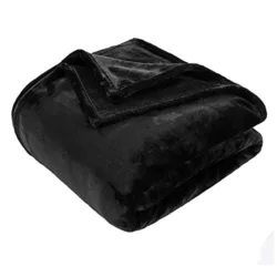 the-best-black-blankets Black Cosy Fleece Blanket Soft Touch 400 GSM Winter Warm Faux Fur Mink Sofa Bed Throw (Black, King)