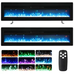 the-best-electric-fireplace M.C.Haus Electric Fireplace Touch Screen Glass Panel Colorful Flame Insert Wall Mounted Heater Remote Control with Crystal&Log Set,900/1800W