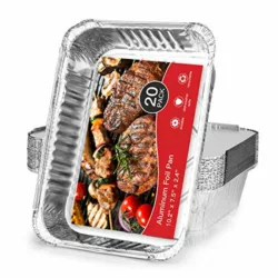 the-best-foil-roasting-trays [20 Pack] Large Disposable Tin Foil Trays with Lids for Baking Roasting BBQ Cooking - 1700ml Heavy Duty Aluminium Food Containers