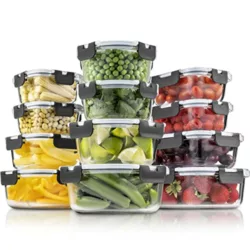 the-best-glass-meal-prep-containers 24-Piece Superior Glass Food Storage Containers Set - Airtight BPA-Free Locking Lids - 100% Leakproof Borosilicate Glass Meal Prep Food Containers With Lids - Freezer to Oven Safe Takeaway Lunch Boxes