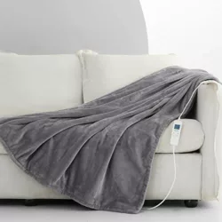 the-best-heated-throw-blankets CORIWELL Electric Blanket Heated Throw - 160 x 120cm Flannel Heated Blanket - Grey Heat Blanket, Fast Heating Electric Overblanket with 10 Heat Settings & Timer, Auto Off, Machine Washable