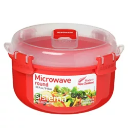 the-best-microwave-food-containers Sistema Microwave Round Bowl | Microwave Food Container | 915 ml | BPA-Free | Red/Clear