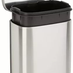 the-best-pedal-bins Amazon Basics 5L Kitchen Bin with Steel Bar Pedal, Soft-Closing Mechanism for Home and Office Use - Rectangular, Black