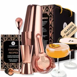 the-best-pina-colada-gift-sets Elegant Cocktail Shaker Set w/ 2 x Handmade Martini Glasses. Rose Gold Cocktail Shaker, Cocktail Accessories & Cocktail Glasses. Beautiful Gift Box + Mixologist Recipe Guide.