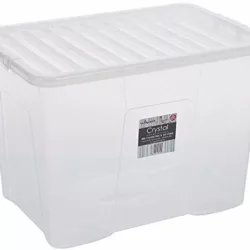 the-best-plastic-storage-boxes 5x 35 Litre CLEAR PLASTIC STACKER BOX Large Storage Box With Lids