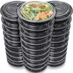 the-best-reusable-meal-prep-containers STACKABLES - 25 Pack Reusable 750ml Plastic Food Storage Containers with Lids - 25oz Meal Prep Takeaway Deli Containers with lids - BPA Free, Microwave, Freezer & Dishwasher Safe