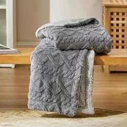 the-best-warm-blankets Dark Grey Charcoal Cosy Soft Touch 400 GSM Winter Warm Faux Fur Mink Sofa Bed Throw Fleece Blanket (Dark Grey, Double)