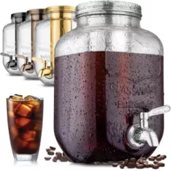 best-cold-brew-coffee-makers Cafe Du Chateau Cold Brew Coffee Maker - Air Tight Seal with Faster Steep Time - Ice Tea and Cold Coffee Jug - Stainless Steel Iced Coffee Maker Press - Cold Brew Bottle (1000ml)