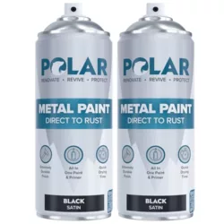 best-paint-for-metal Polar Direct to Rust Satin Black Metal Spray Paint - 400ml - Perfect for Metal, Wood, Furniture, Rust - Outdoor & Indoor Surfaces - Easy to Apply - 3 in 1 Primer, Undercoat & Topcoat