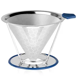 best-reusable-coffee-filters Apace Living Pour Over Coffee Filter - Wide Metal Base Reusable Stainless Steel Coffee Dripper - Perfect for Chemex Hario Bodum & Other Coffee Makers - Paperless Coffee Filter for Sustainable Brewing