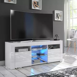 best-tv-stands VASAGLE TV Stand for TV up to 50 Inches, TV Cabinet with Open Shelves, TV Console for Living Room, Entertainment Room, Rustic Brown and Black LTV39BX