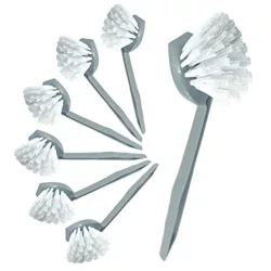 best-washing-up-brushes Joseph Joseph Palm Scrub Refillable Soap Dispensing Cleaning Washing Up Kitchen Brush with Storage Stand Holder, Grey