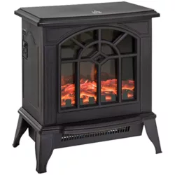 the-best-electric-stove-heaters Dimplex Brayford Optiflame Electric Stove, Imitation Log Burner Fire Suite, Electrical LED Wood Burning 2kW Adjustable Heater, Freestanding, Cast Iron Effect, Log Bed & Remote Control, Small – Black