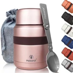 the-best-food-thermos Thermos 190525 Curved Stainless Steel Food Flask with Spoon, 400 ml