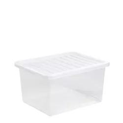 the-best-plastic-storage-boxes 5x 35 Litre CLEAR PLASTIC STACKER BOX Large Storage Box With Lids