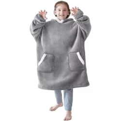 the-best-wearable-blankets Bedsure Wearable Blanket with Sleeves - Soft and Warm Snuggle Slanket, Gift for Her, Birthday Gifts for Women, Grey, 170x200cm