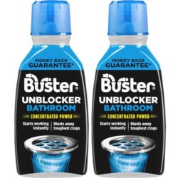 best-drain-unblockers Buster Bathroom Drain Unblocker 300ml, Pack of 2 – Sink Unblocker Removes Hair & Sludge in Showers, Baths & Sinks. Fast-Acting Shower Drain Unblocker Clears Blockages & Slow-Draining Water